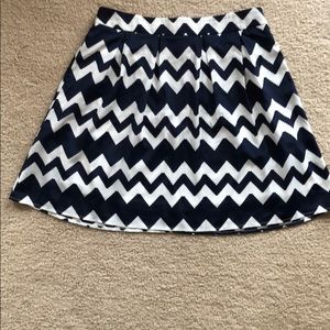 Chevron pattern skirt.  Blue and off white.